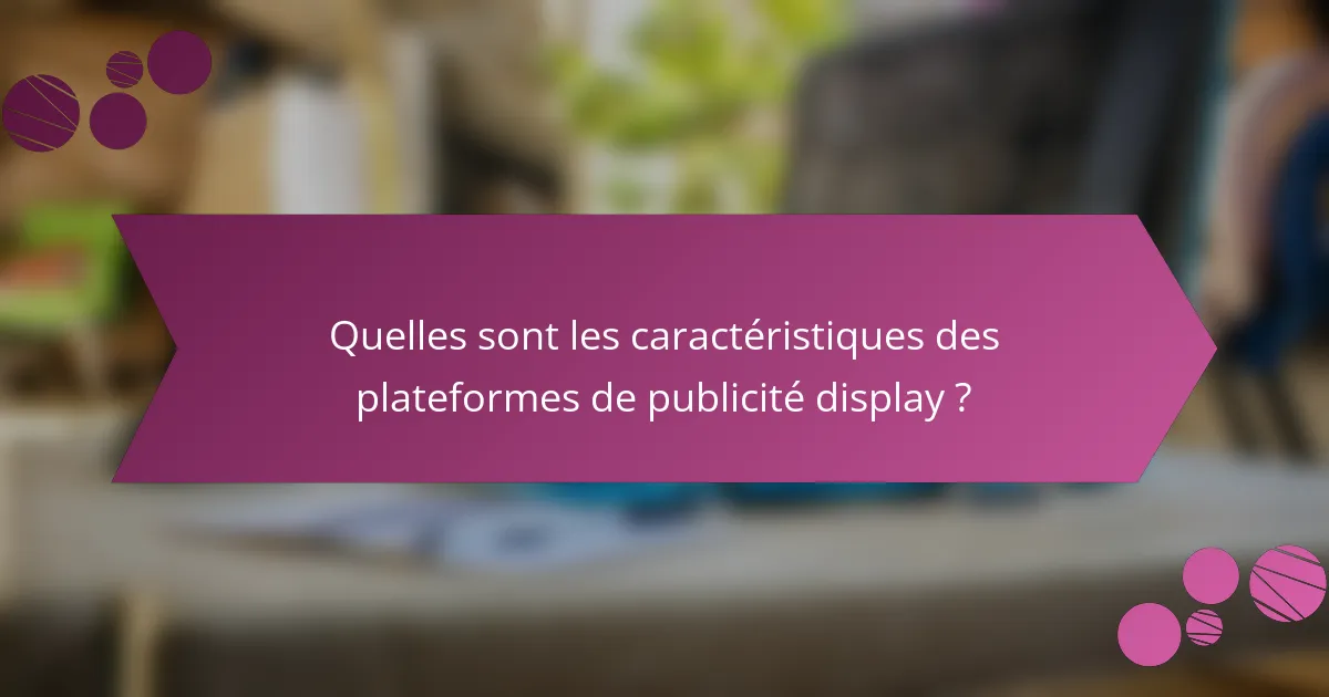 Quelles sont les caractéristiques des plateformes de publicité display ?