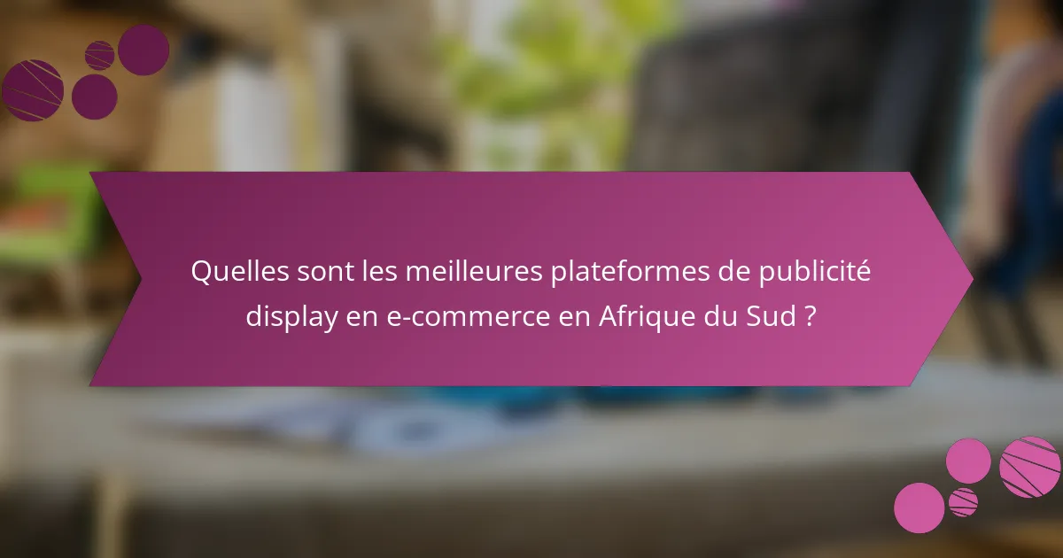 Quelles sont les meilleures plateformes de publicité display en e-commerce en Afrique du Sud ?