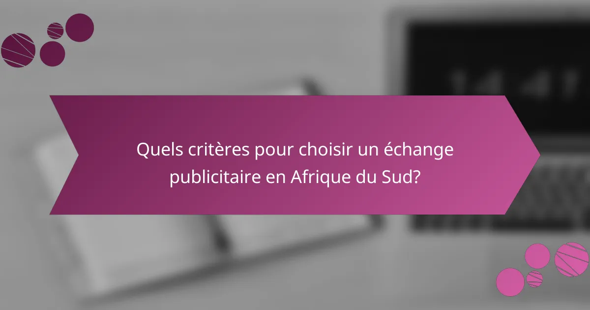 Quels critères pour choisir un échange publicitaire en Afrique du Sud?