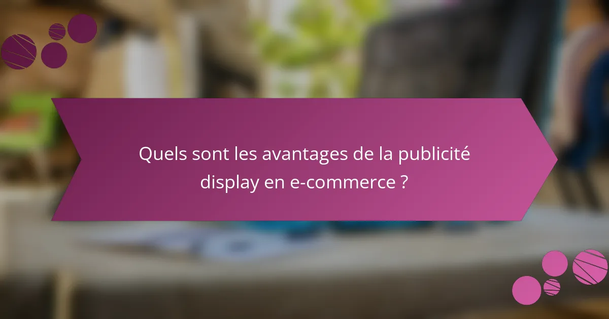 Quels sont les avantages de la publicité display en e-commerce ?